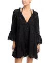 Aqua Embroidered Cover-up Dress - Exclusive In Black