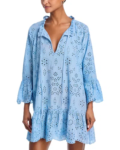 Aqua Embroidered Cover-up Dress - Exclusive In Light Blue