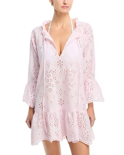 Aqua Embroidered Cover-up Dress - Exclusive In Pink