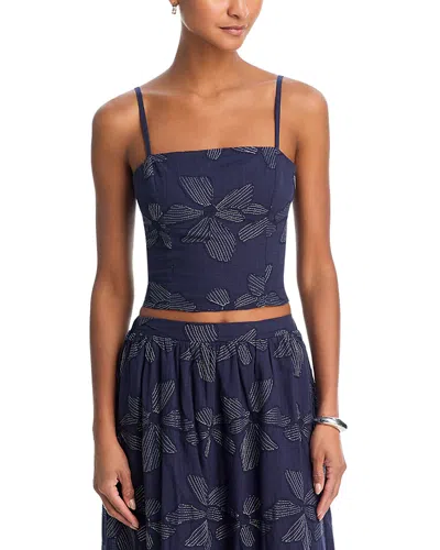 Aqua Embroidered Crop Top - Exclusive In Blue