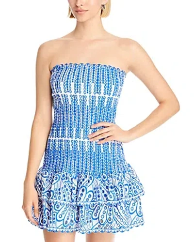 Aqua Embroidered Eyelet Lace Mini Dress - 100% Exclusive In Cobalt