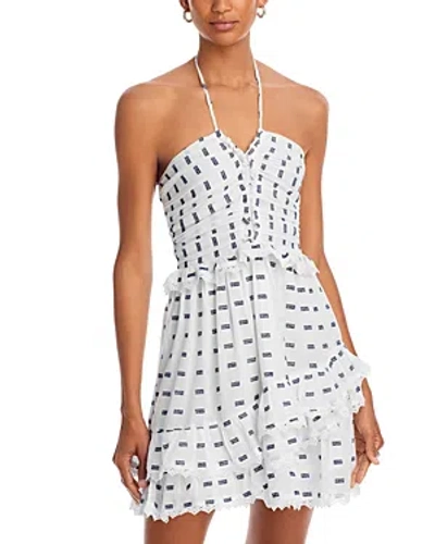 Aqua Embroidered Halter Dress - 100% Exclusive In White/navy