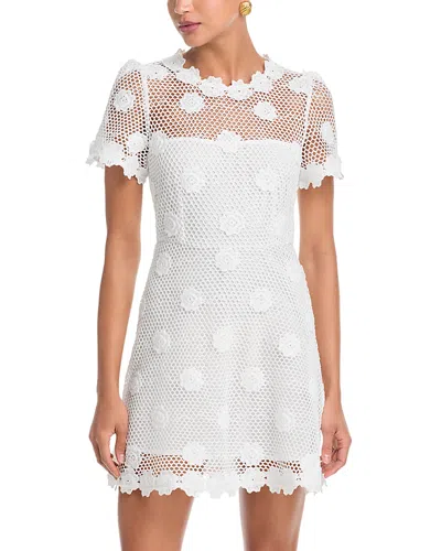 Aqua Embroidered Mesh Mini Dress - Exclusive In White