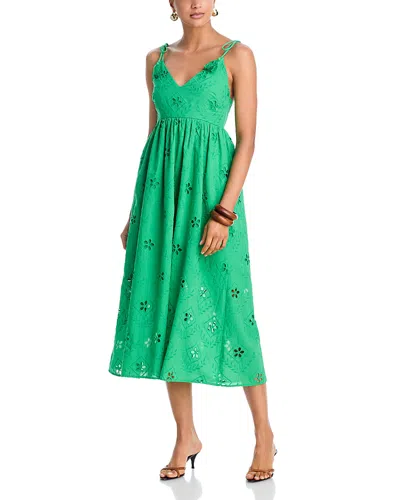 Aqua Embroidered Midi Dress - Exclusive In Green