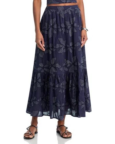 Aqua Embroidered Midi Skirt - Exclusive In Blue