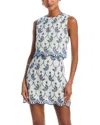 Aqua Embroidered Scalloped Mini Dress - Exclusive In Ivory