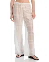 Aqua Embroidered Swim Cover-up Pants - Exclusive In Eggshell