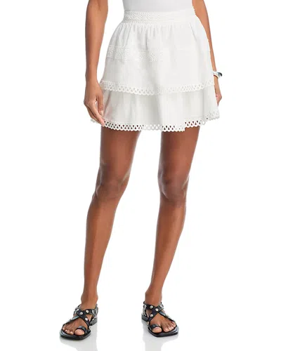 Aqua Embroidered Tier Mini Skirt - Exclusive In White