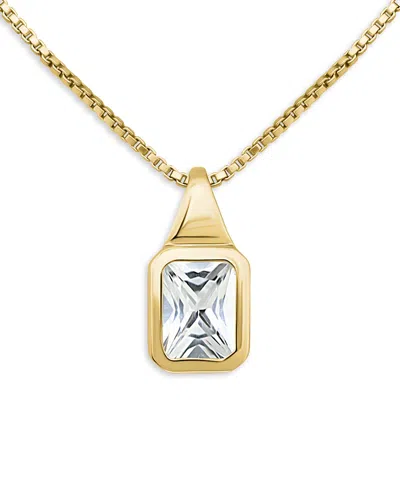 Aqua Emerald Cut Cubic Zirconia Pendant Necklace In 18k Gold Over Sterling Silver, 16-18 - Exclusive