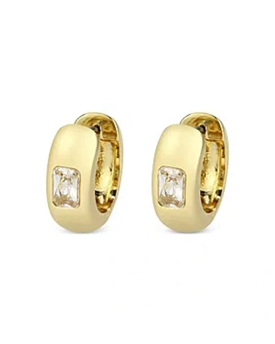 Aqua Emerald Cut Inset Huggie Hoop Earrings - 100% Exclusive In Gold