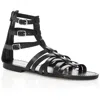 Aqua Emil Womens Leather Strappy Gladiator Sandals In Black