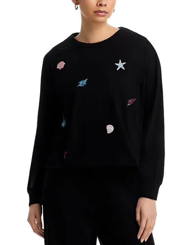 Aqua Emma Seashell Long Sleeve Tee - Exclusive In Black