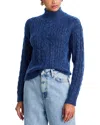 Aqua Erin Cable Knit Turtleneck Sweater - Exclusive In Blue