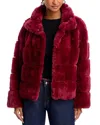 Aqua Eva Faux Fur Jacket - Exclusive In Red
