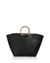 Aqua Extra Large Hoop Handle Faux Leather Tote Bag - Exclusive In Black
