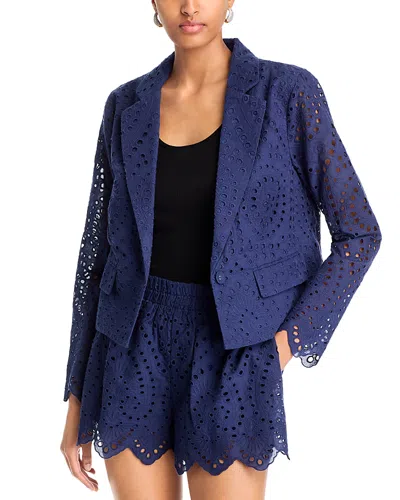 Aqua Eyelet Blazer - Exclusive In Navy
