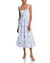 Aqua Eyelet Bustier Midi Dress - Exclusive In White/blue