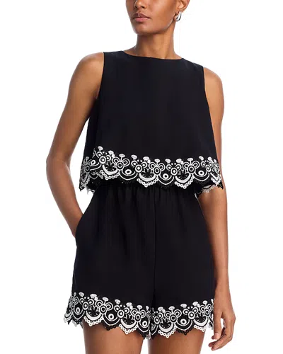 Aqua Lace Trim Top - Exclusive In Black/white
