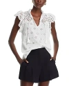 Aqua Eyelet Flutter Sleeve Top - Exclusive In White