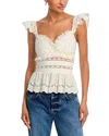 Aqua Eyelet Flutter Tank Top - Exclusive In White