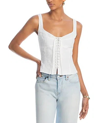 Aqua Eyelet Lace Up Sleeveless Top - 100% Exclusive In White