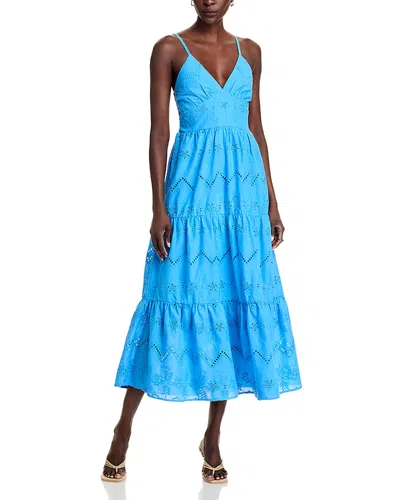 Aqua Eyelet Maxi Dress - Exclusive In Blue