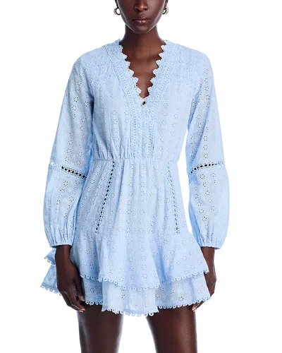 Aqua Eyelet Mini Dress - Exclusive In Sky Blue