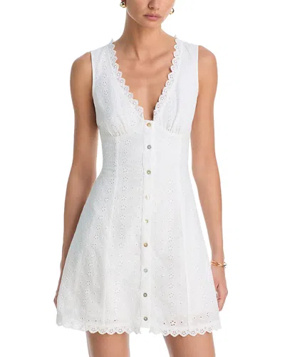 Aqua Eyelet Mini Dress - Exclusive In White