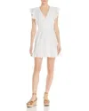 Aqua Eyelet Ruffle Cotton Short Summer Dress In White In White