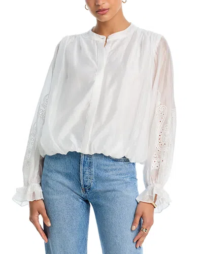 Aqua Eyelet Sleeve Top - Exclusive In White