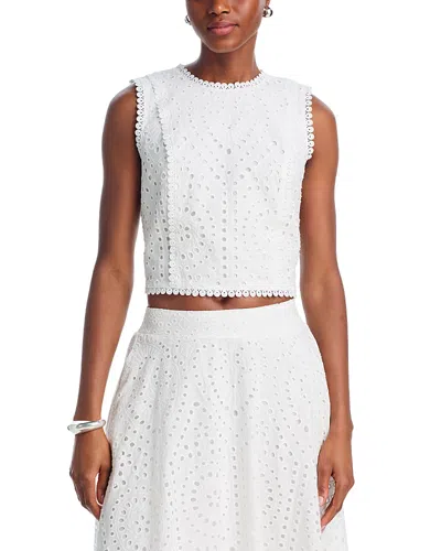 Aqua Eyelet Sleeveless Top - Exclusive In White