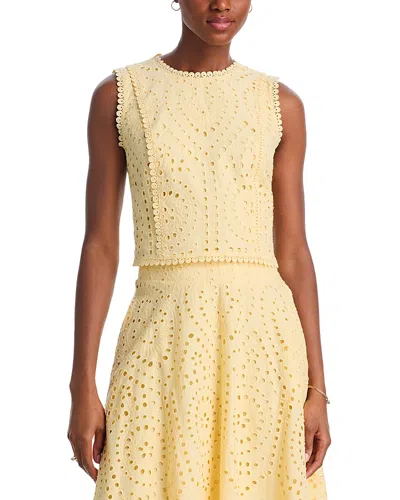 Aqua Eyelet Sleeveless Top - Exclusive In Yellow