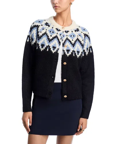 Aqua Fair Isle Crewneck Cardigan - Exclusive In Multi