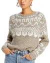Aqua Fair Isle Crewneck Sweater - Exclusive In Sandstone