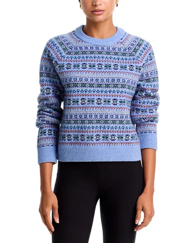 Aqua Fair Isle Raglan Crewneck Sweater - Exclusive In Blue