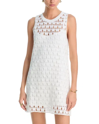 Aqua Fan Crochet Mini Dress - Exclusive In White