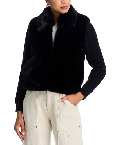 Aqua Faux Fur Cardigan - Exclusive In Black