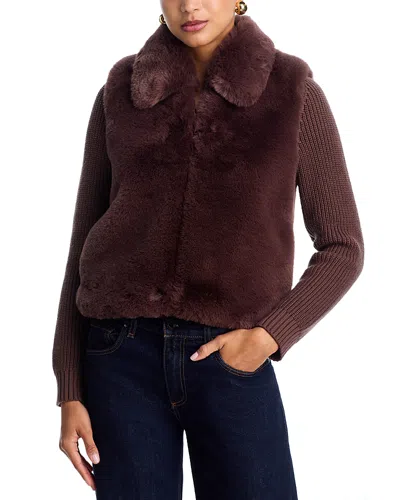 Aqua Faux Fur Cardigan - Exclusive In Brown