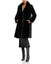 Aqua Faux-fur Coat With Wide Lapels- Exclusive In Black