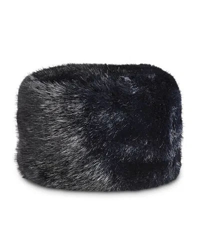 Aqua Faux Fur Pillbox Hat - Exclusive In Black