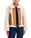 Aqua Faux Fur Sherpa Moto Jacket - Exclusive In Neutral
