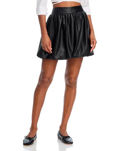 Aqua Faux Leather Bubble Mini Skirt - Exclusive In Black