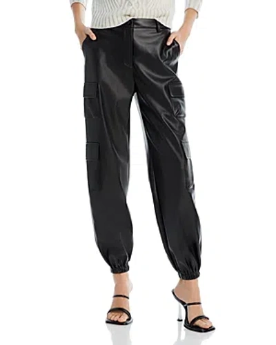 Aqua Faux Leather Cargo Trousers - 100% Exclusive In Black