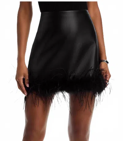 Aqua Faux Leather Feather Mini Skirt In Black