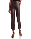 Aqua Womens Faux Leather Mid-rise Bootcut Pants In Dark Brown