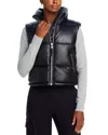Aqua Faux Leather Puffer Vest - Exclusive In Black