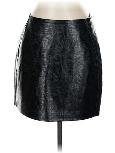 Pre-owned Aqua Faux Leather Skirt In Black
