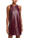 Aqua Faux Leather Sleeveless Mini Dress - Exclusive In Burgundy