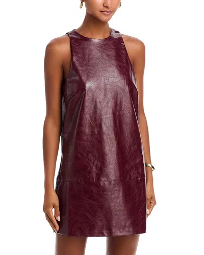 Aqua Faux Leather Sleeveless Mini Dress - Exclusive In Burgundy