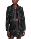 Aqua Faux Leather Trim Bomber Jacket - Exclusive In Black/blue